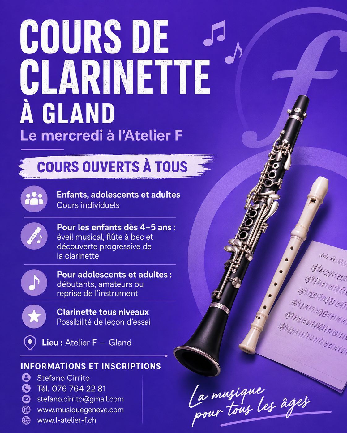 Cours de Clarinette à Gland